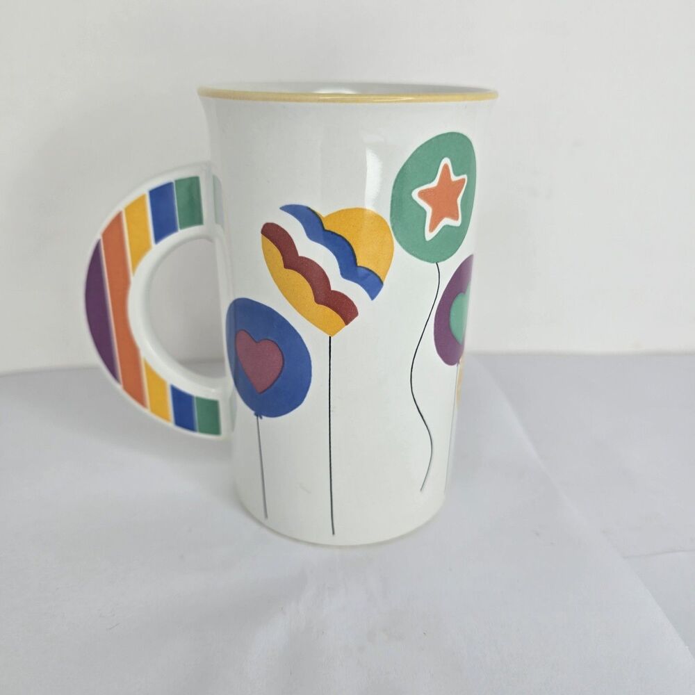Vintage Mikasa Party Time Ironstone Multicolor Balloons Tall Mug Coffee Tea